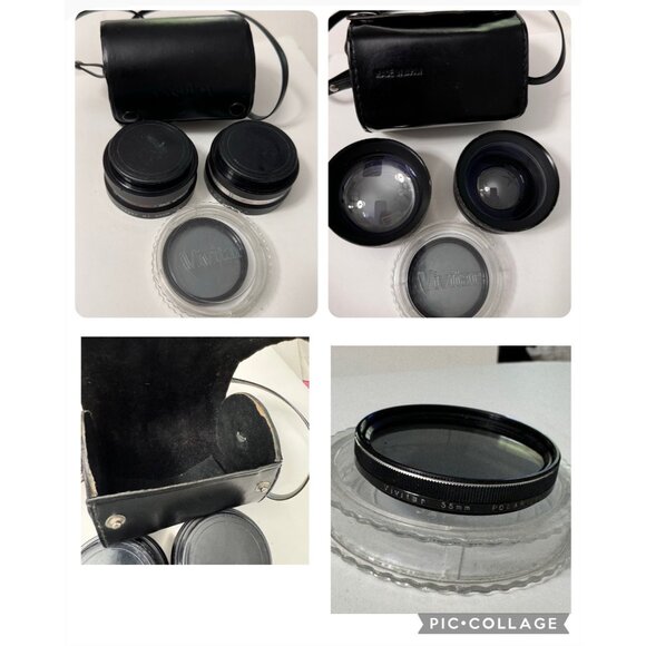 Vintage Yashikor Aux Telephoto & Wide Lens Set Vivitar 55mm Lens Leather Case - Picture 6 of 16